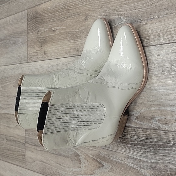 Free People Shoes - Free People Ivory Patent Leather Cowboy Western Bootie Size 39 (9)